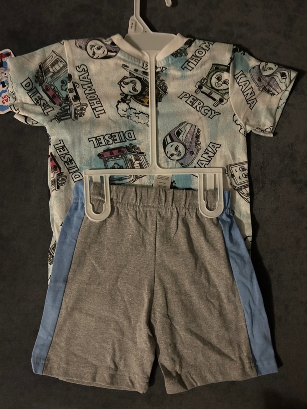 Thomas & Friends Multi-Color Engine Print Tee and Gray/Blue Shorts Set - Picture 5 of 5